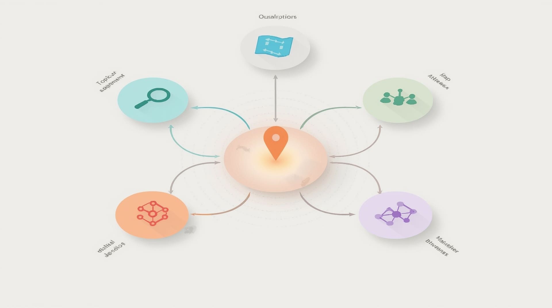 Infographic illustration of five quality factors for high-value backlinks in radial layout